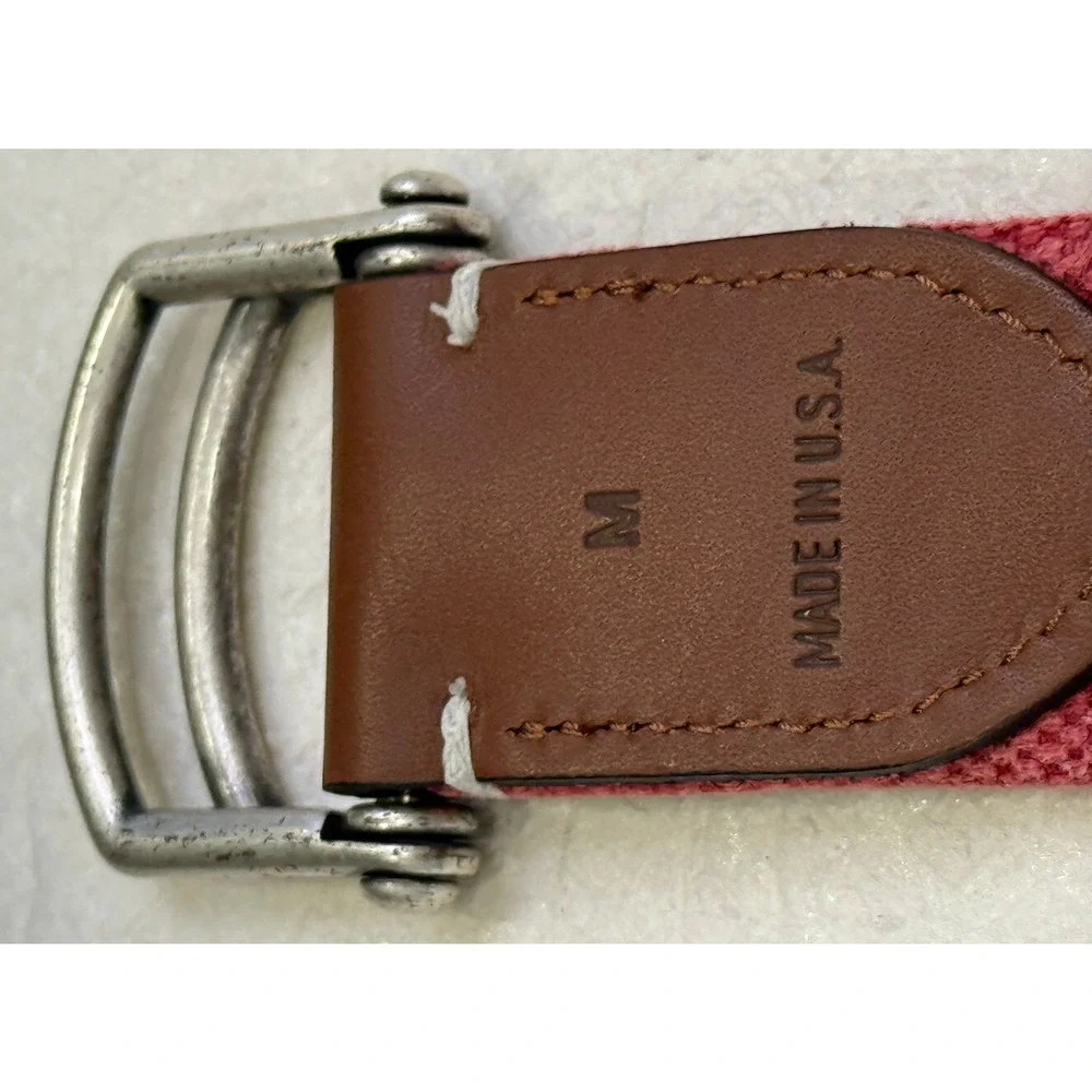 NEW JOHNNIE-O RED WHITE STRIPE KISKEN D-RING BELT GOLF SZ M